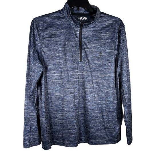 IZOD Golf With Hydro Shield Mens Sz L Blue Heathered 1/4 ZIP Top - Picture 1 of 9